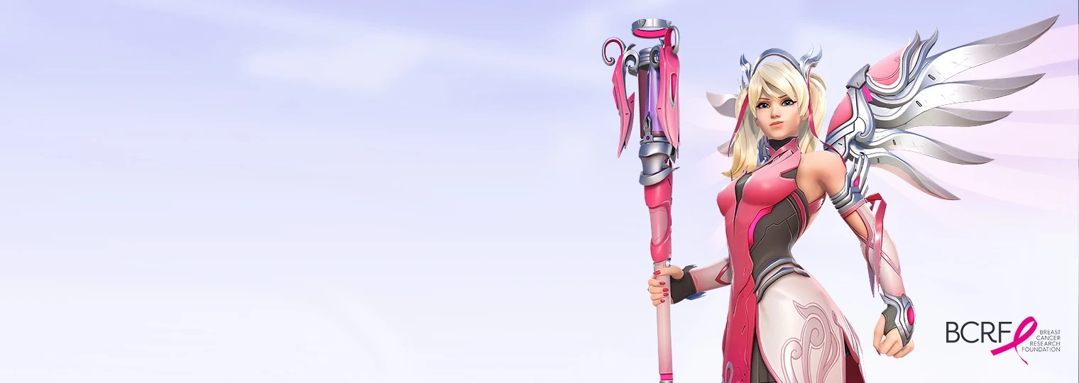 Pink Mercy skin over white background